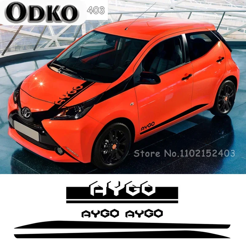 Car Styling Racing Sport Stripes Door Side Skirt Sticker For Toyota ...