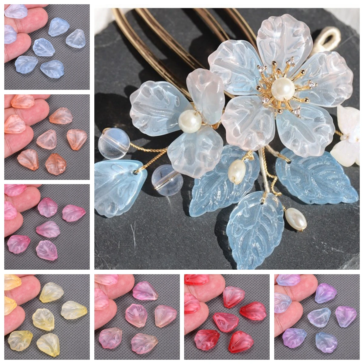 

10pcs Floar Petal Shape 15x18mm Handmade Lampwork Glass Pendants Loose Beads For Jewelry Making DIY Flower Findings