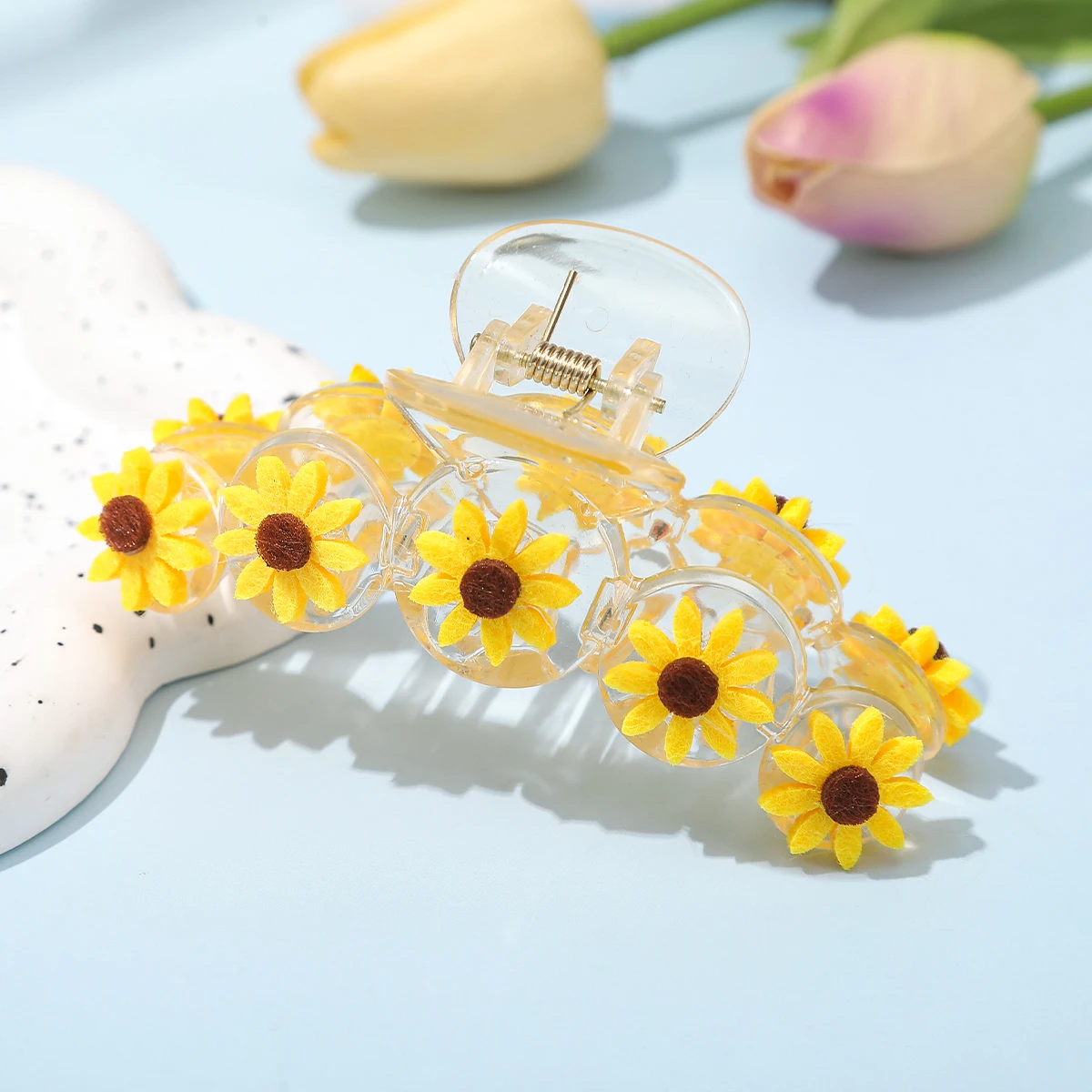 Sunflower Clip Yellow Sweet Hairpin For Women Girls Simple Summer Headwear Hair Crabs Hairpin Fashion Beach Hawaii Accessories