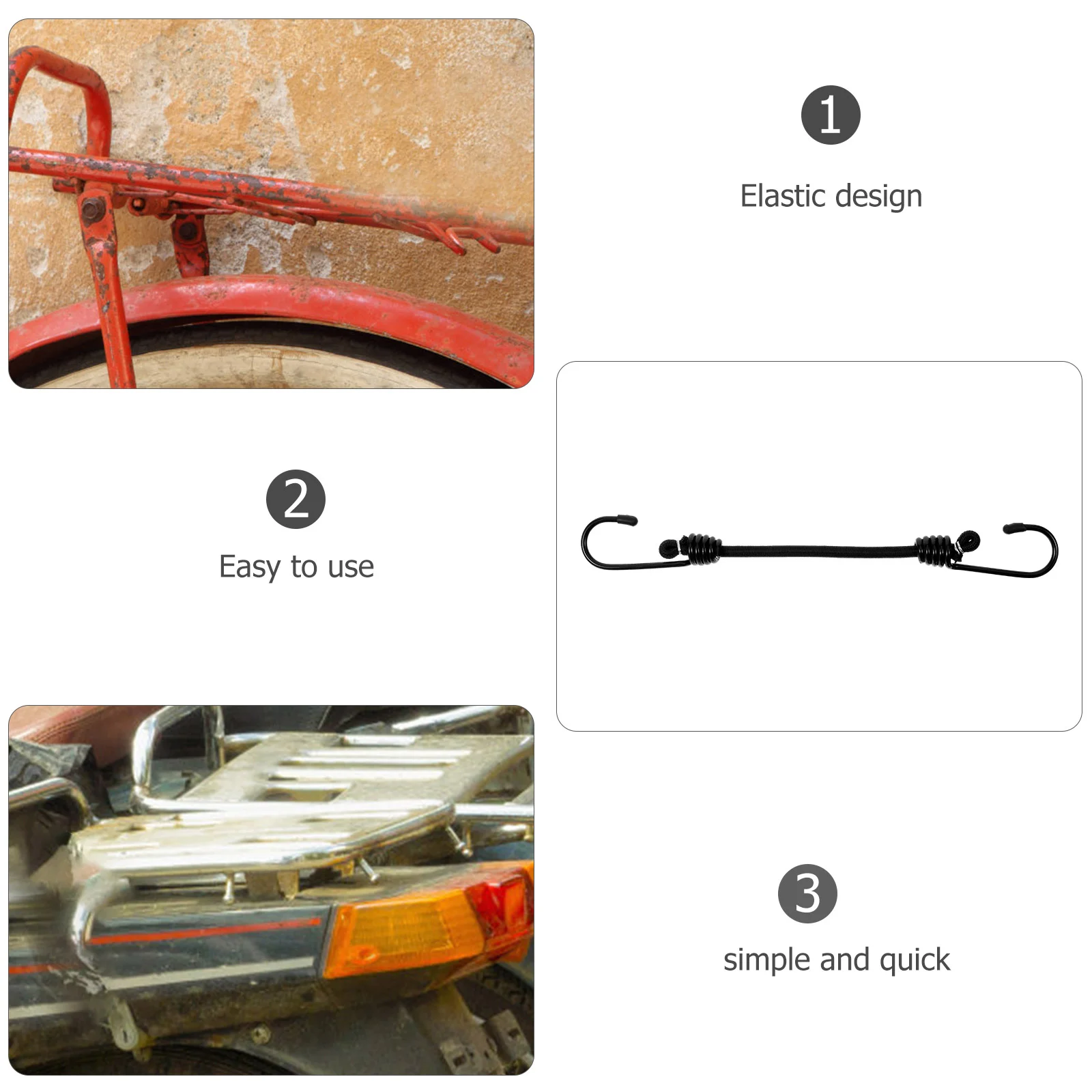 4 Pcs Elastic Bungee Cords Cargo Fixing Straps Tension Belts Bike Luggage Ropes Durable Rubber Hooks Securing Bands Motorcycle cargo straps cargo tie down strap tie down straps lashing strap bungee straps