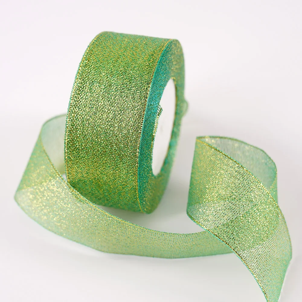 Glitter Organza Ribbon Bow for Decorations and Gift Wrapping, 40mm x 22m