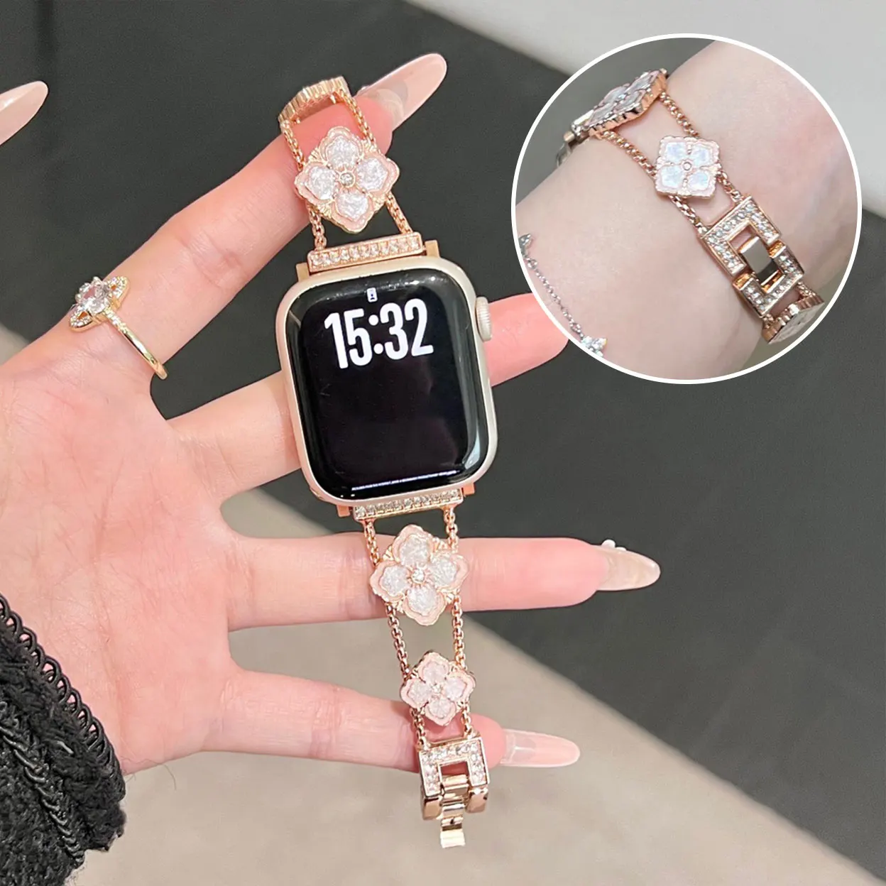 Fashion Droplet Metallarmband für Apple Watch 42 mm Armband S10 46 mm 44 mm 45 mm 38 mm 41 mm 40 mm Damenarmband für IWTach-Serie 9876543 – Detail 13