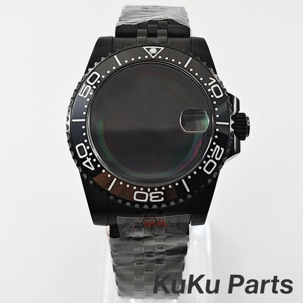 Black Purple GMT Bezel Watch Case with PVD Black Jubilee Bracelet and Sapphire Crystal
