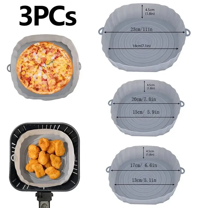 Air Fryer Liners Silicone Baking Tray Reusable Basket Mat Non Stick Round Microwave Pads Baking Mat Oven Air Fryer Liner