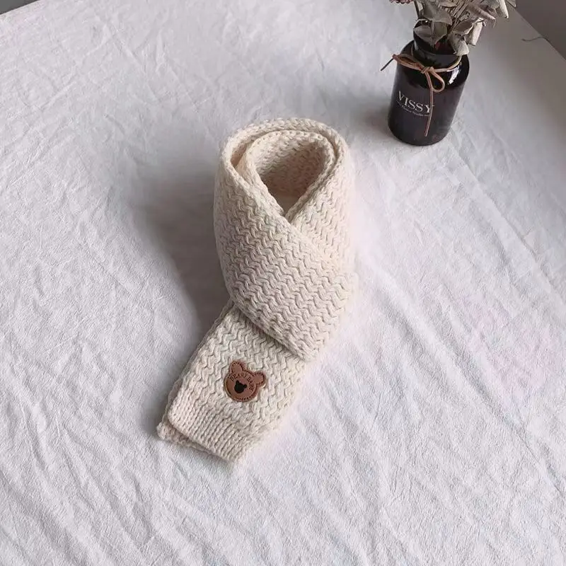 Baby Scarf Korean Cute Bear Knit Neckerchief For 1-10 Years Kids