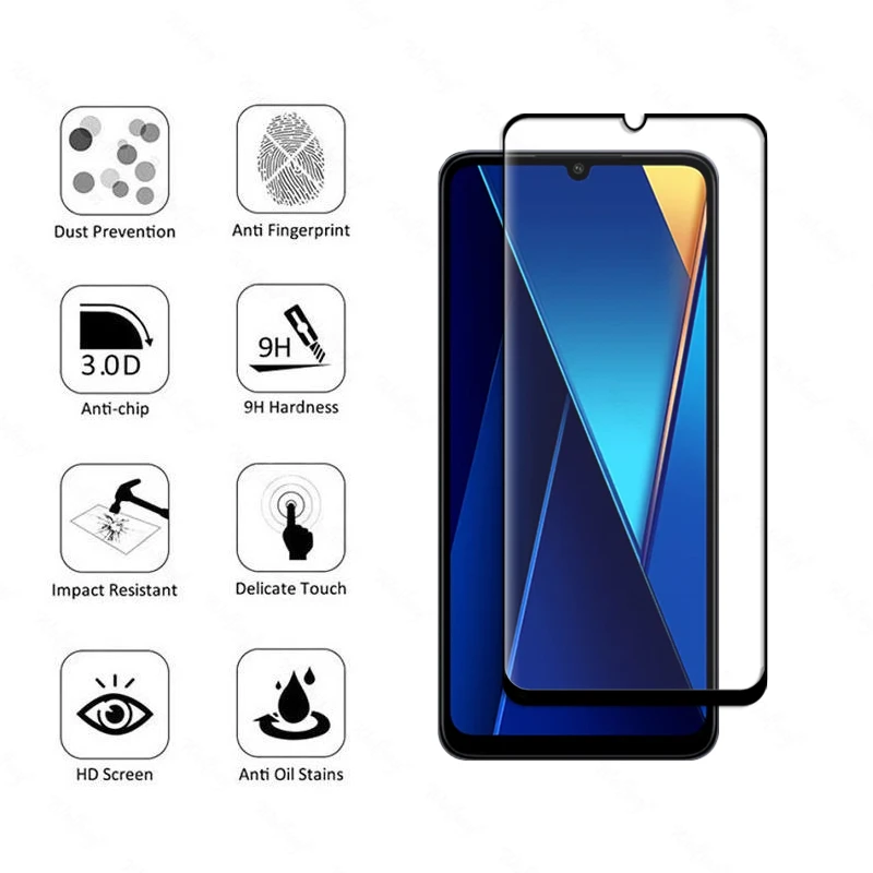 6 in 1 für xiaomi poco c65 glas gehärtetes glas poco c65 glas voll abdeckung displayschutz kamera film xiaomi poco c65 glas