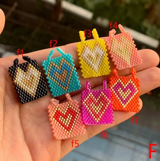 6PCS, Rainbow Heart Cross Pendant Miyuki Bead Necklace Charm, Love Bracelet Charm Colorful Accessories 6
