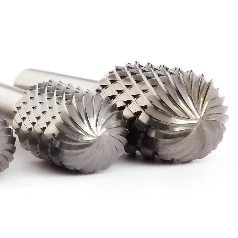 Lime rotative en carbure de tungstène, Style bavure, cylindre à nez sphérique C, moule à tige de 6mm 1/4, outils de sculpture, fraise à coupe unique, 1 pièce