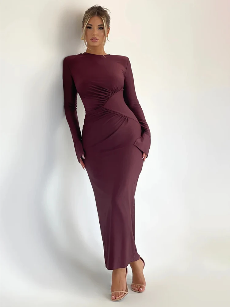 Girls maxi dress townlike pleated bodycon autumn winter party