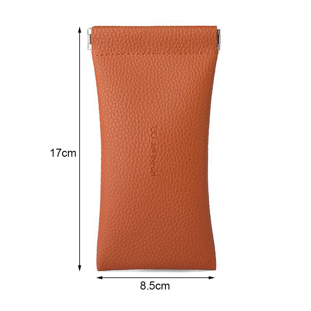 Glasses Case Women's Lychee PU Leather Glasses Storage Bag Automatic Closed Cover Soft Eyewear Pouch Data Cable Organiser 2024 2