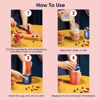 Mélangeurs de jus de fruits portables, Mini bouteille électrique personnelle d'été, USB, 6 lames, presse-agrumes, Machine pour la cuisine 5