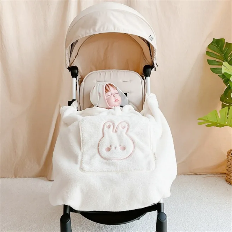 Winter Fleece Baby Blanket Waist Stool Cloak Stroller Blankets Thicken Warm Infants Cloak Cart Cover Blanket Bedding Baby Stuff 2