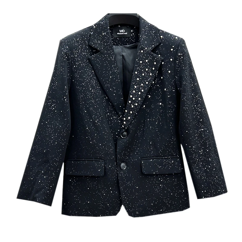 2024 Spring New Rivet Suit Men's High-End Fashionable Trendy Male Loose Comfort Single-Breasted Suit Coat Fashion Men's Clothes