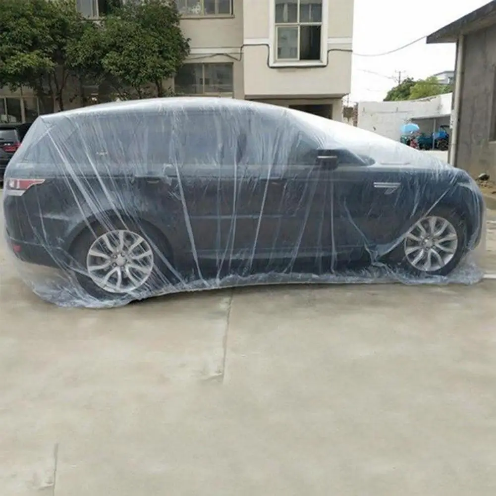 Practical Universal Elastic Band Disposable Clear Car Cover for Car Transparent Car Cover Full Car Cover universal air outlet cover decoration universal car hood scoop air flow intake vent cover carbon fiber pattern car styling