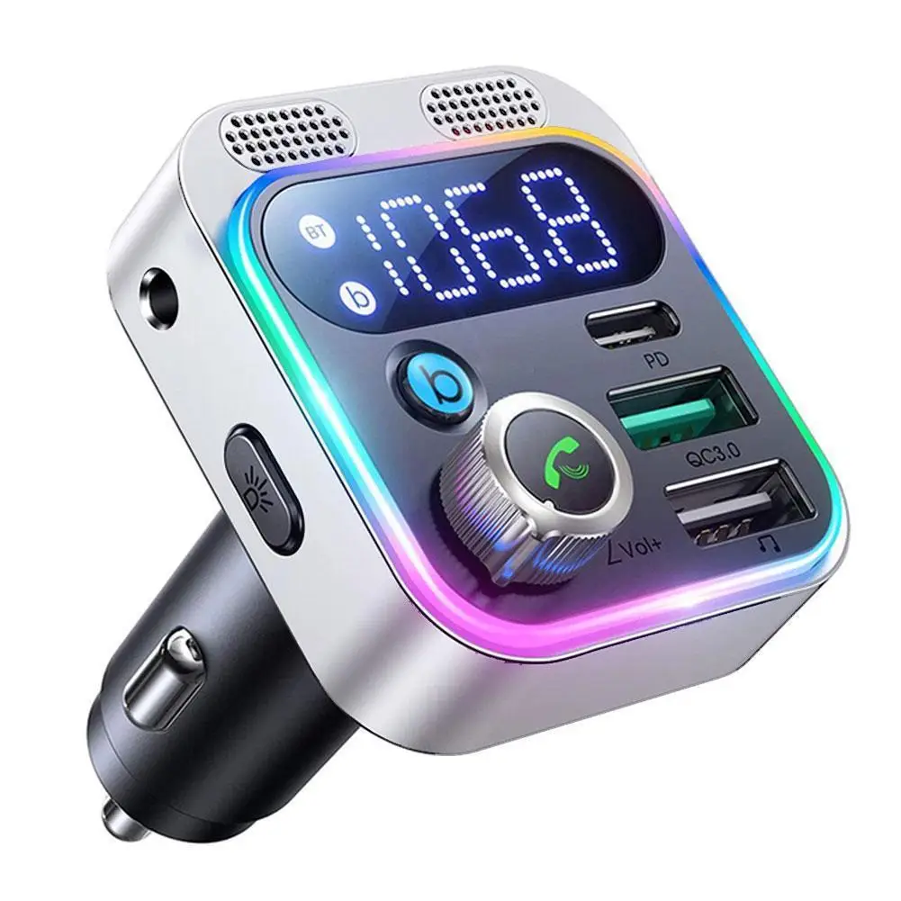 2023 Bluetooth 5.2 FM Transmitter For Car FM/AUX Bluetooth Car Adapter Car Charger Bass Boost 3 Ports Charger Bluetooth Adapter