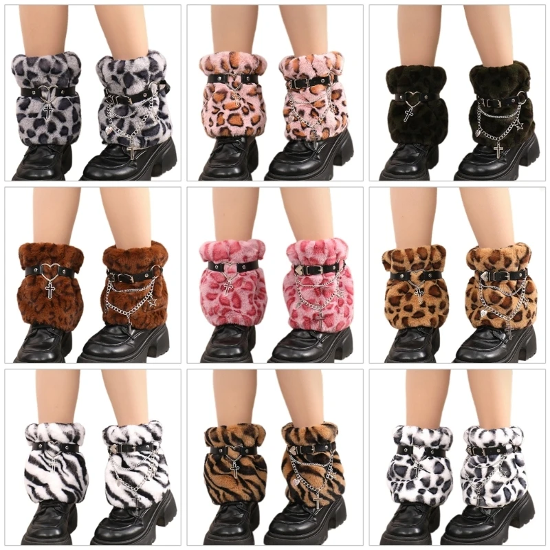 

Furs Leg Warmer Party Costume Shoe Cover Winter Warm Furs Boot Cuffs Cover F0T5