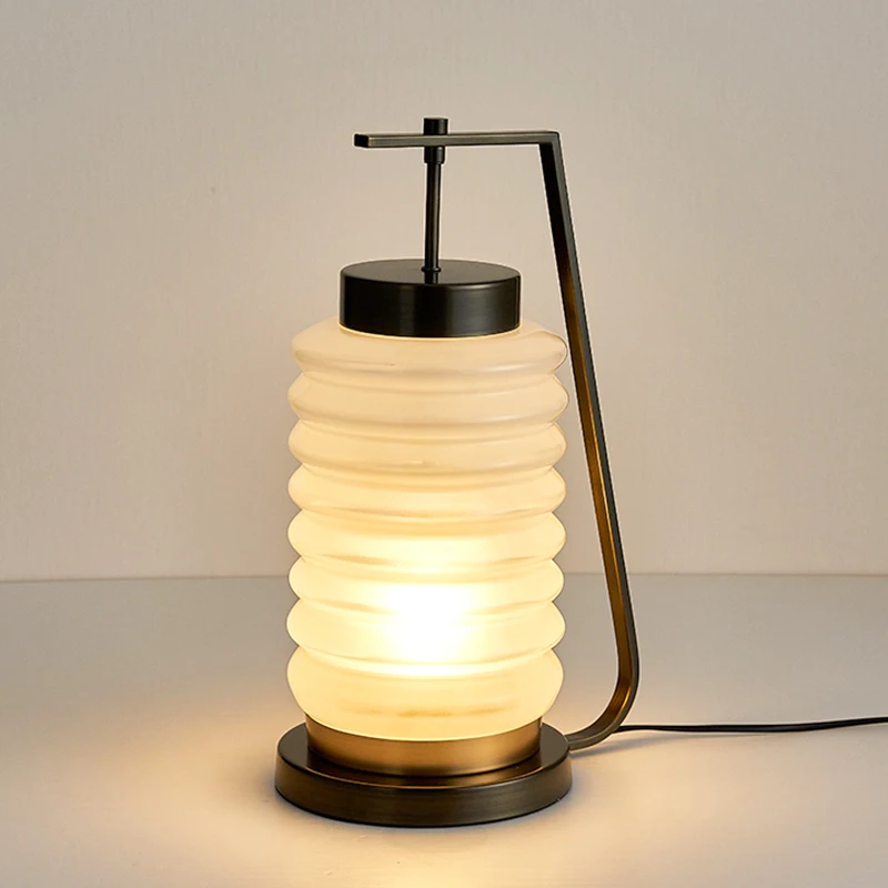 

New Chinese LED table lamp creative simple modern glass living room decorative table lamp bedroom bedside study table lamp