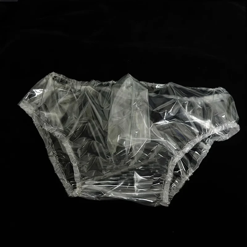 Men's PVC Plastic Panties With Penis Bag Transparent Underpants Middle Waist Sexy Briefs