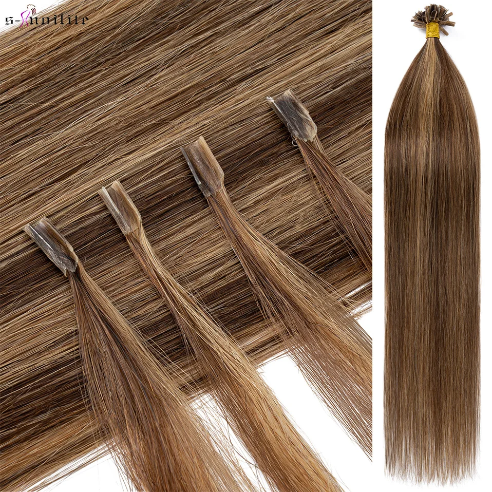S-Noilite 1 G/S 50G U Tip Hair Extensions Capelli Umani Lisci Spessi Cheratina Sana Capsule Pre-Incollate Fusion Nail Hair Blonde