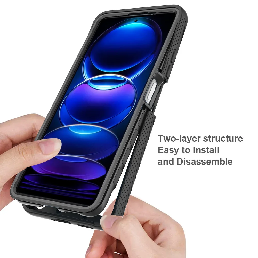 All-in-One Shockproof Hybrid TPU/PC Case with Built-in Screen Protector