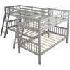L Shaped Bunk Bed for 4, Quad Bunk Bed Twin Size, Wooden Bunk Bed Frame for Kids Teens Adults - Gray 2