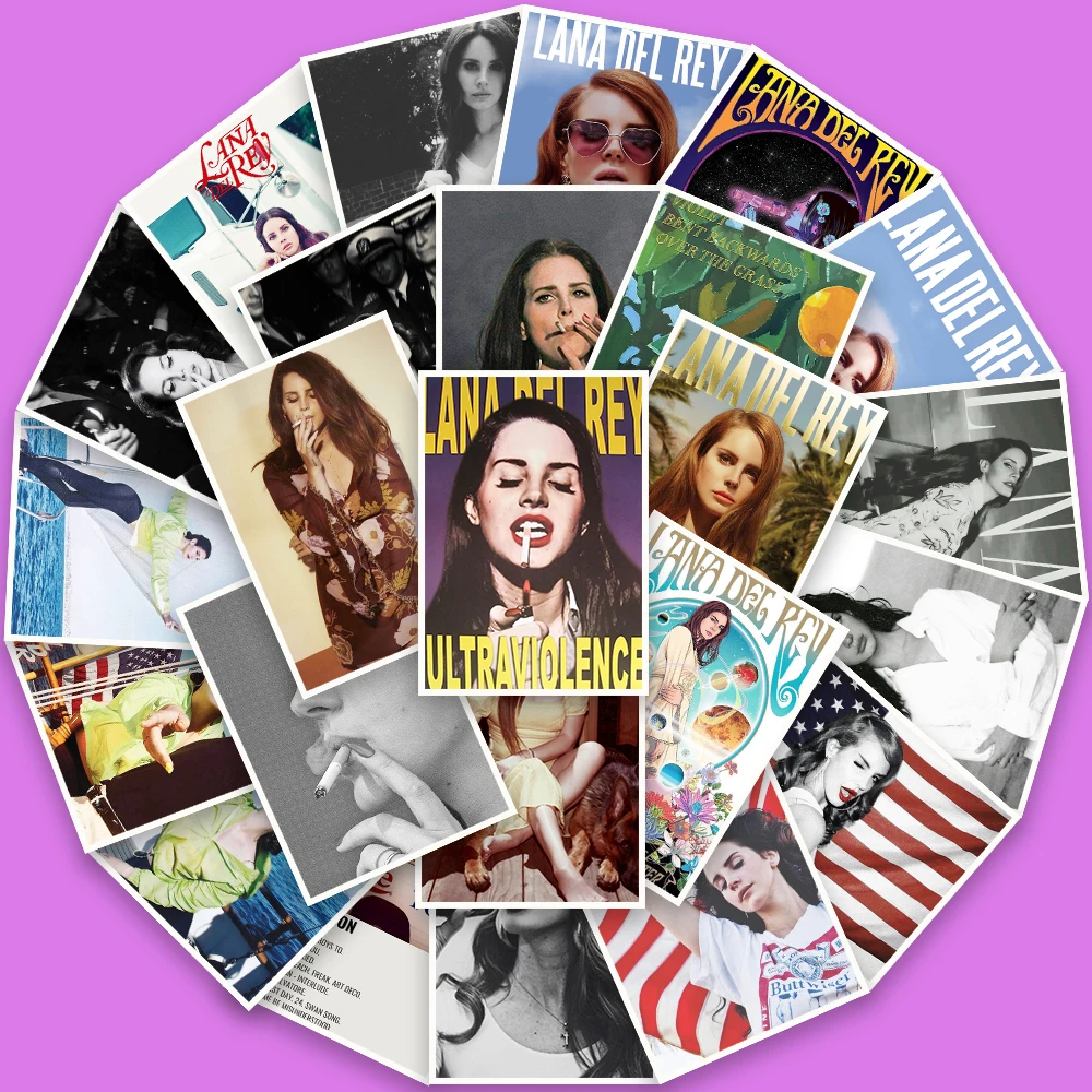 Lana Del Rey Posters Sticker Laptop Waterproof Skateboard Cafe Vintage Fridge Decals 25PCS