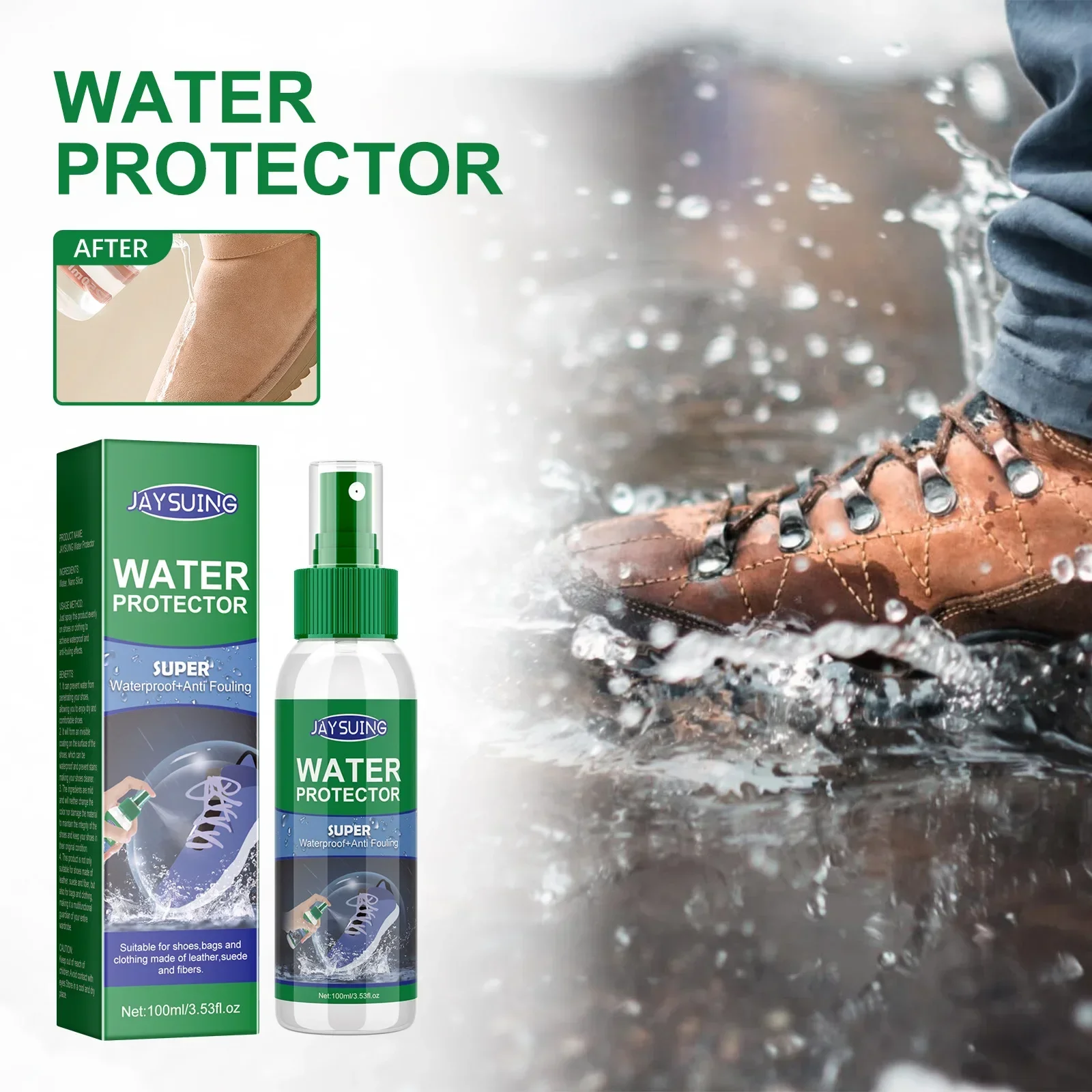 Footwear waterproof spray leather boots hydrophobic cleaning anti-stains and grime odorless portable spray sneakers