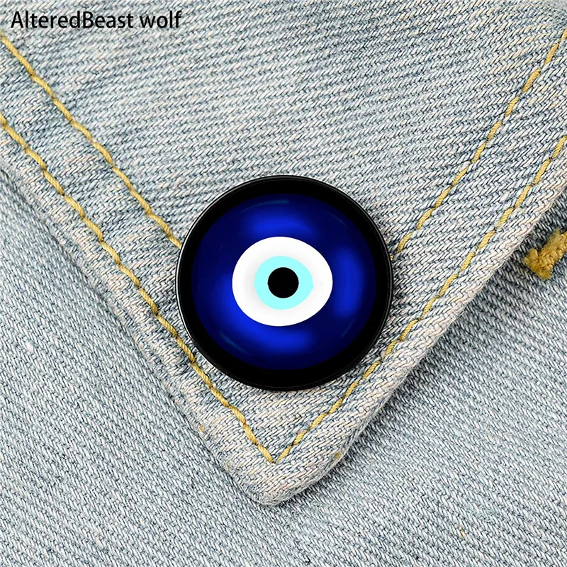 Evil Eye Printed Pin Custom Funny Brooches Shirt Lapel Bag Cute Badge Cartoon Cute Jewelry Gift for Lover Girl Friends