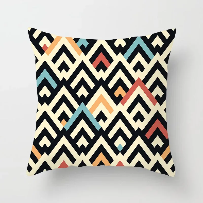 45x45cm Colorful Geometric Pattern Polyester Throw Pillow Cover Living Room Sofa Office Seat Cushion  Home Decoration