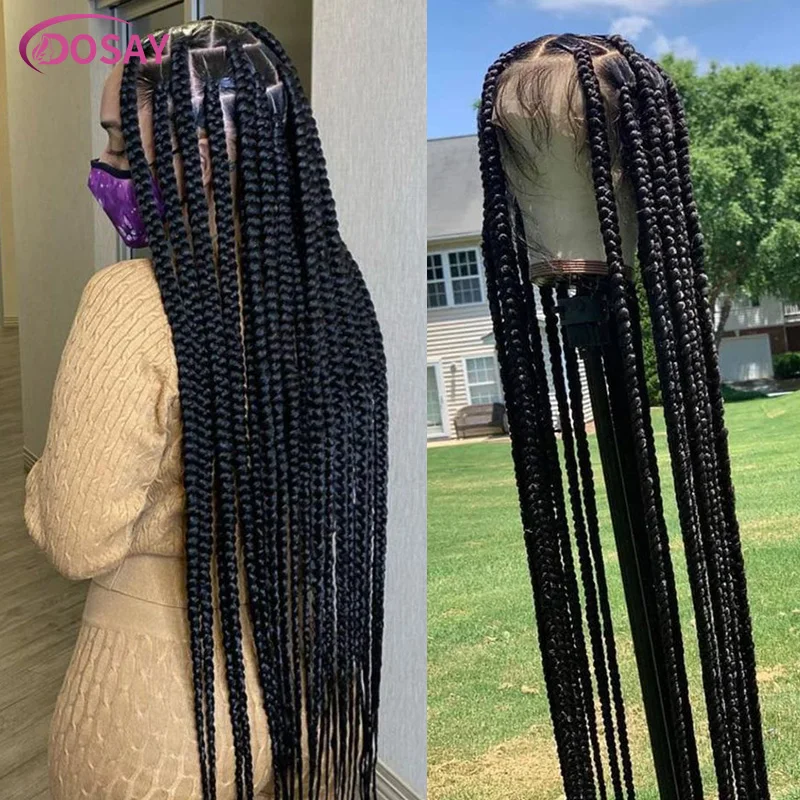 

Long 36'' Knotless Box Braided Full Lace Wigs Baby Hair Synthetic Jumbo Braids Cornrow Braids Lace Frontal Wigs For Black Women