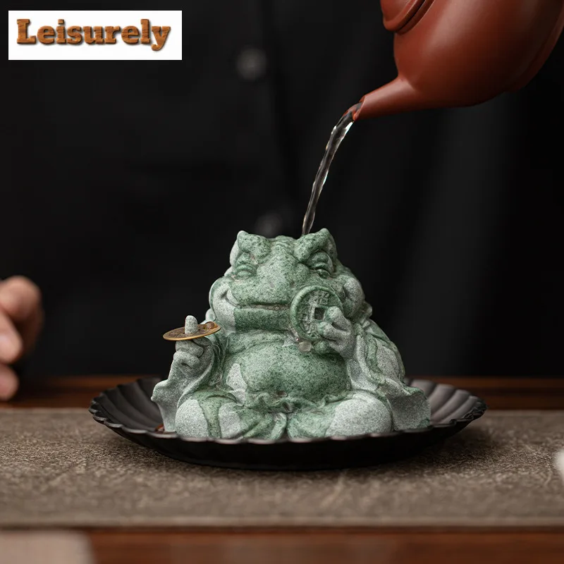 Green Sand Stone Attraction Wealth Tea Pet Traditional Tea Games Tea Figurine Play Toys Tea Statue Ornaments Supplies Gift Craft
