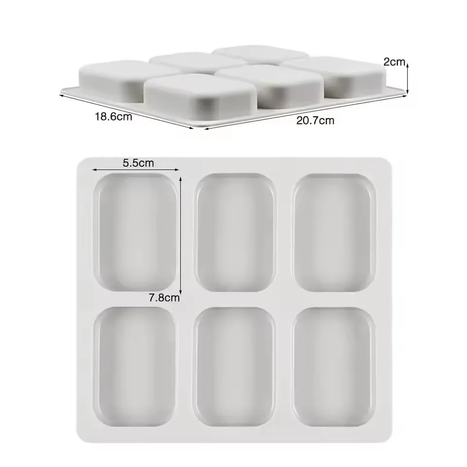 6/8 Holes Large Square Shape Silicone Soap Molds DIY Kitchen Tools Handmade Soap Making Craft Forms Moulds Tray