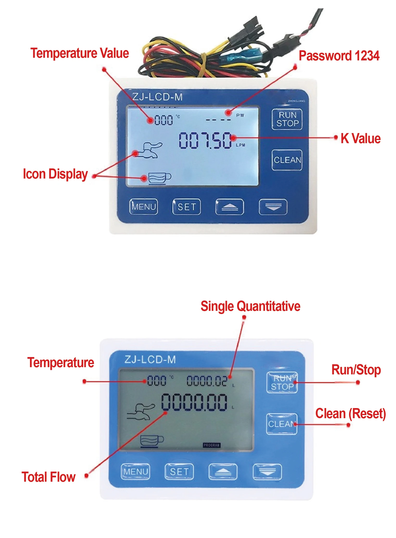 S402B Water Flow Sensor Digital Flow Meter Controller 0.5-6L min DC3.5-24V G1/4