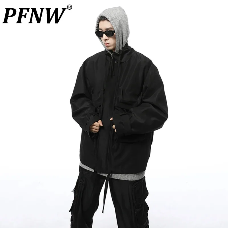 

PFNW Multi Pockets Men's Outdoor Jackets Solid Color Male Safari Style Coats Casual Tech Wear 2023 Autumn Chic New Tops 28W2234