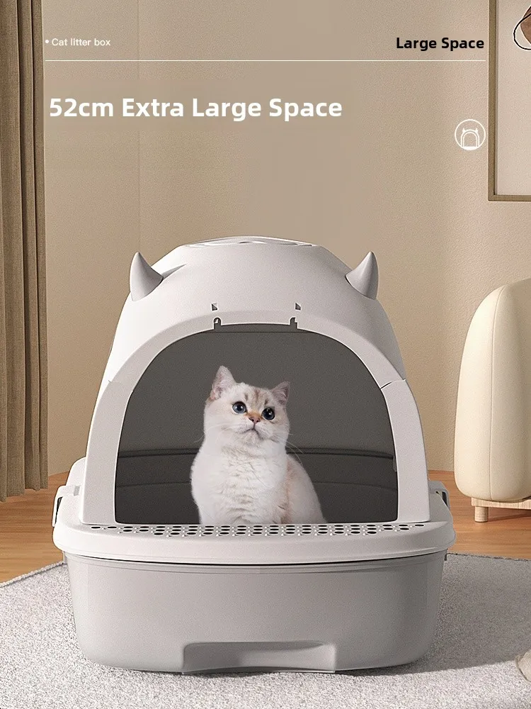 Large Size  Litter Box Semi-Closed Der pe Odor Control  Toilet for Kittens Home Daily Use Activated Carbon Filter