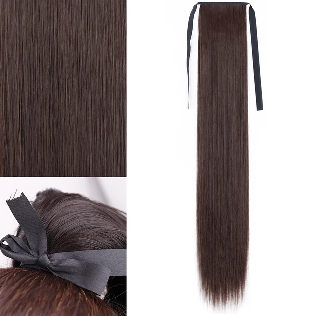 MERISIHAIR Synthetic Long Straight Wrap Around Clip In Ponytail Hair Extension Heat Reistan Pony Tail Fake Hair 13-4