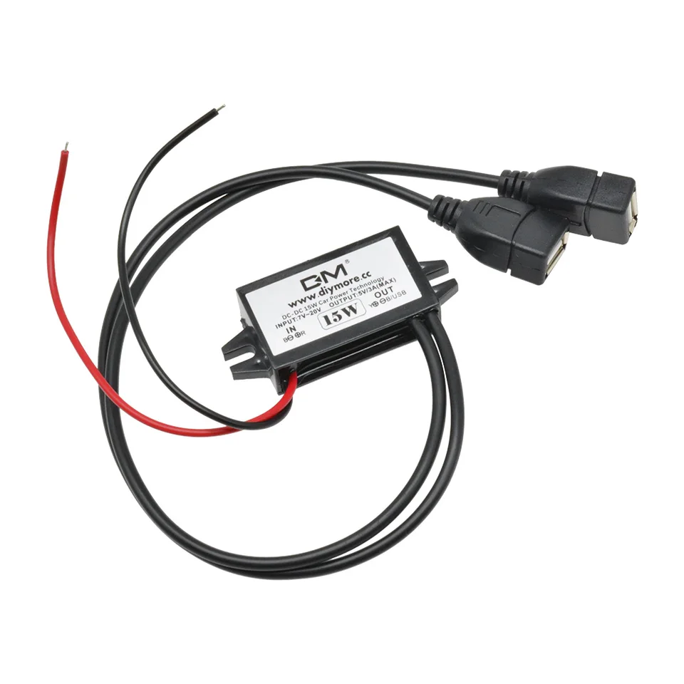 Tiardey DC DC Step Down Converter, 12V naar 5V 3A USB Converter Voltage Step Down Regulator USB Connectoren voor Auto Stereo Radio Monitoring LED Display Tiardey DC DC Step Down Converter, 12V naar 5V 3A USB Converter Voltage Step Down Regulator USB Connectoren voor Auto Stereo Radio Monitoring LED Display