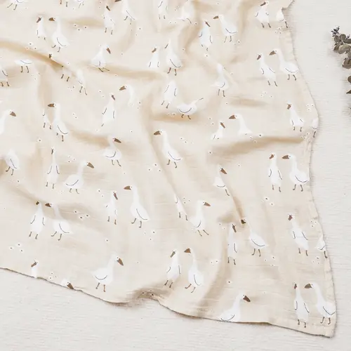 Elinfant Cute Soft Print Baby Towel Wrap 120x110cm Bamboo Cotton Baby Muslin Swaddle Blanket - Image 15