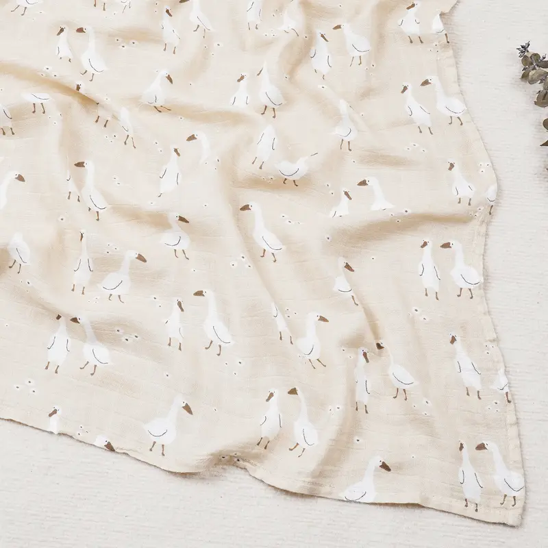 Elinfant Cute Soft Print Baby Towel Wrap 120x110cm Bamboo Cotton Baby Muslin Swaddle Blanket - Image 15