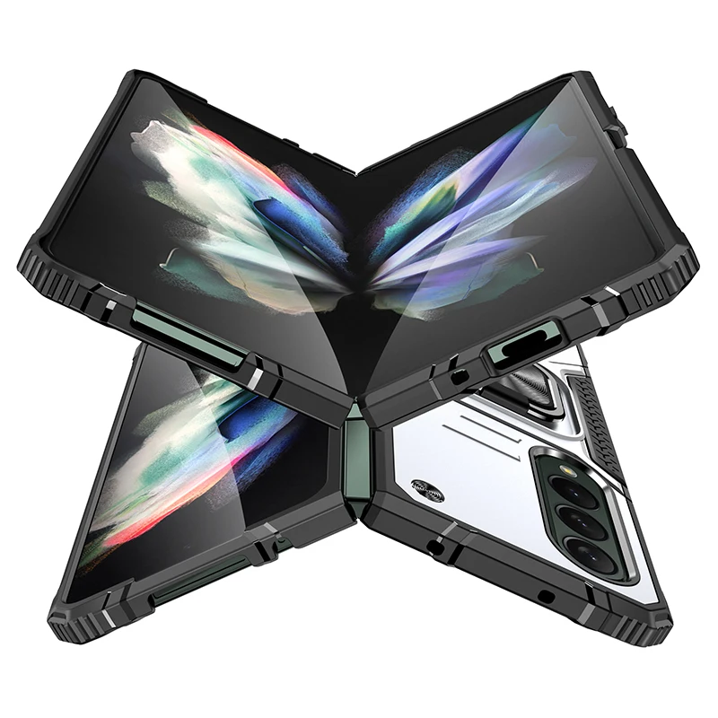 Per Samsung Z Fold4 Custodia Pieghevole Antiurto Per Samsung Galaxy Z Fold4 5G Fold 4 Finger Ring Custodia Per Telefono Funda Custodie