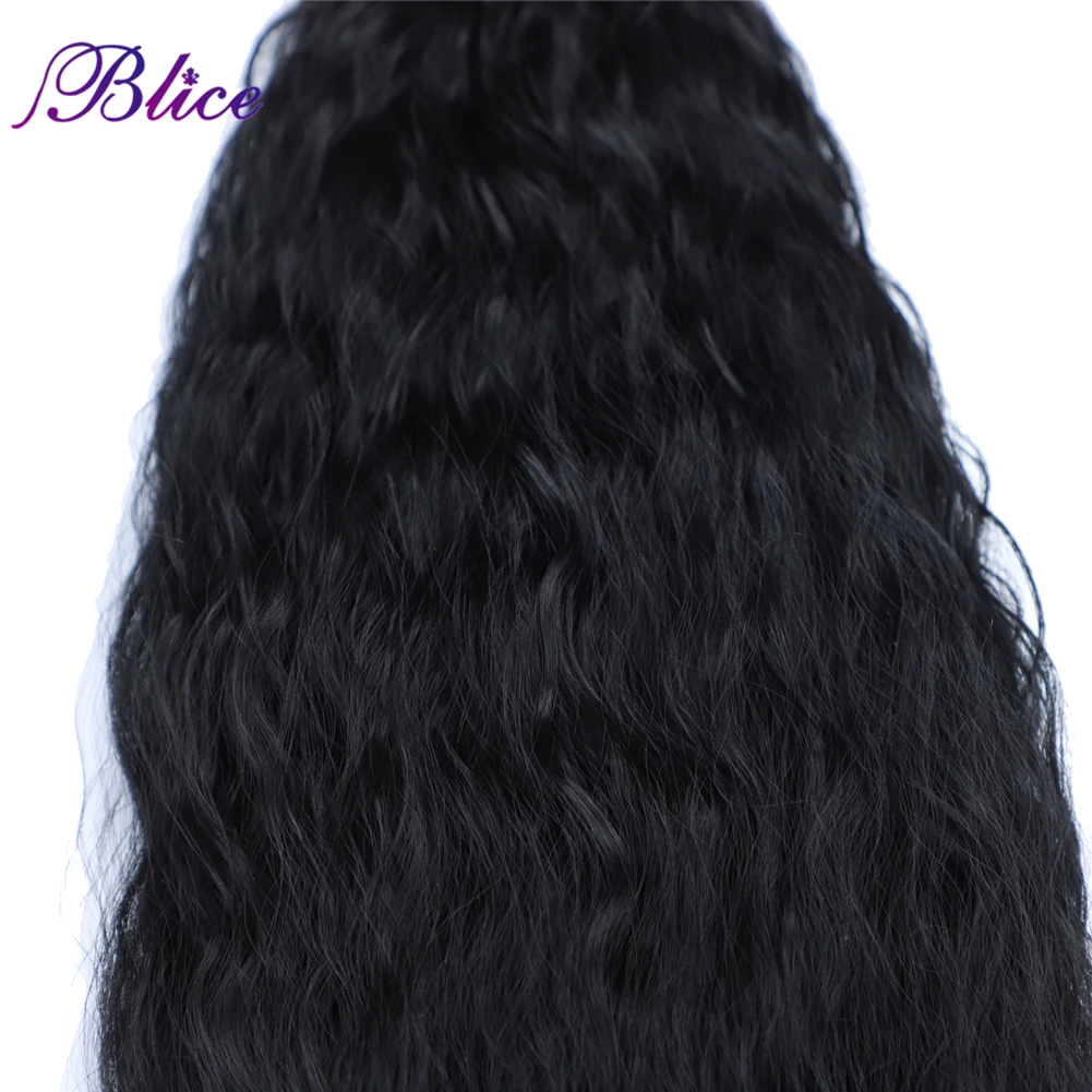Blice Synthetic Hair Bundles Kinky Straight Curly Hair Pieces Double Weft Weaving Three Pcs Deal For Women