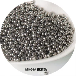 Superb Electroplated Metallic Glass Rice Beads for DIY Jewelry and Clothing, Gold, Silver, Bronze Variants, 2/3/4mm (MK04 Iron Grey)