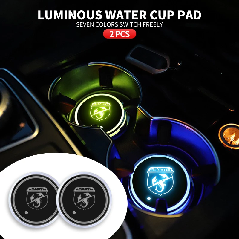 Car Luminous Water Cup Coaster 7 Colorato Per Abarth Fiat 500 Punto Tipo Panda Ducato Stilo Fiorino Doblo Bravo Accessori