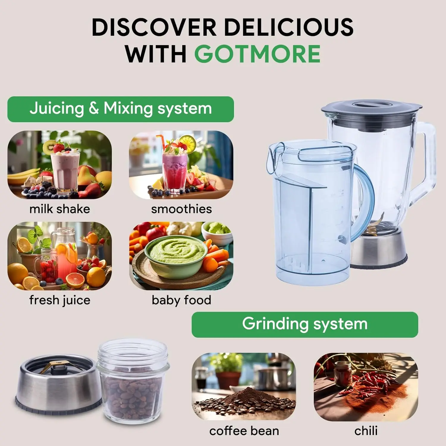 Machine, Blender & Grinder Combo 3 in 1 for Smoothies, Juice, Processing, Grinding & More 1300W Centrifugal Juice Extractor for 3