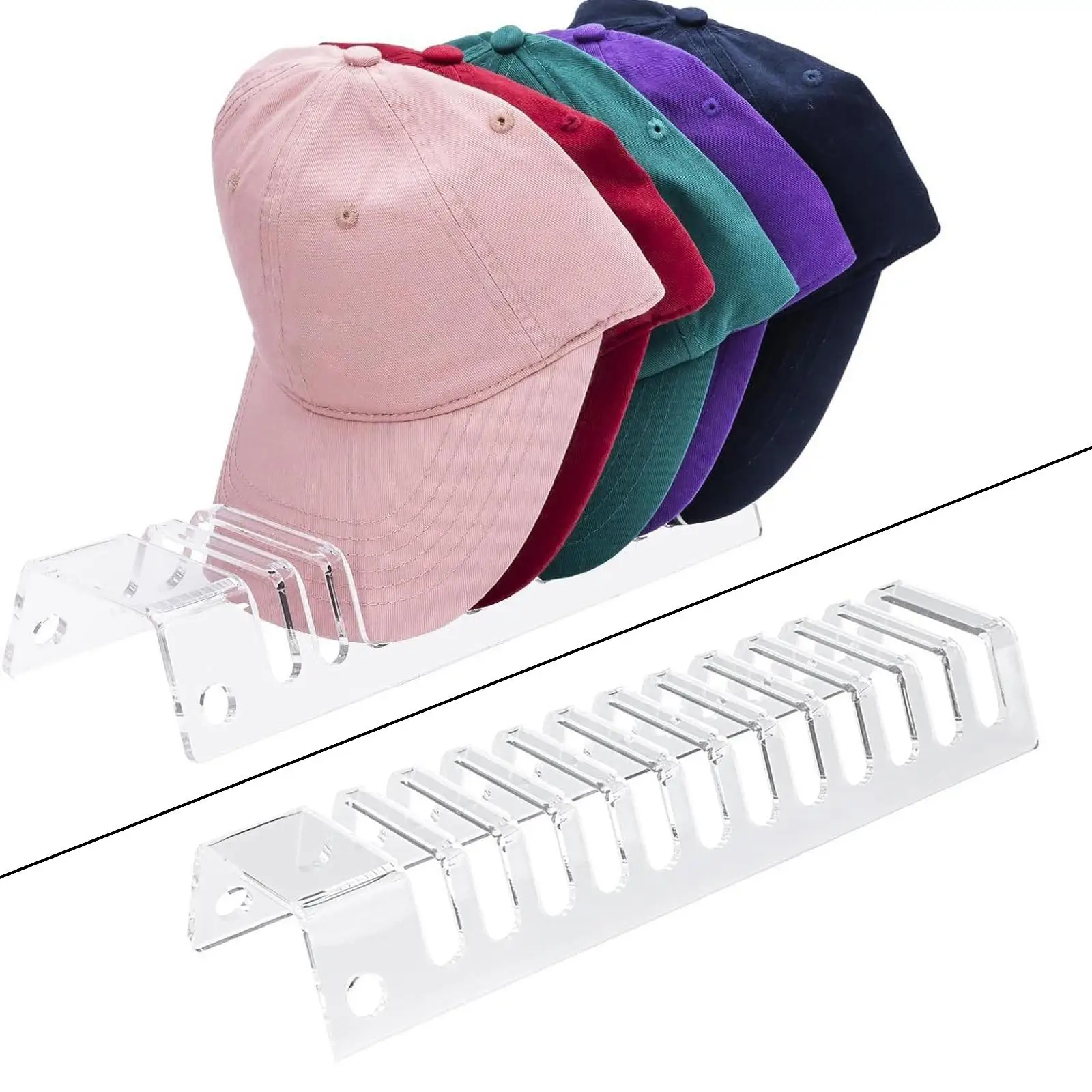 

Hat Stand No Install Acrylic Hat Holder Display Baseball Cap Organizer Baseball Hat Organizer for Dresser,Office Bedroom, Closet