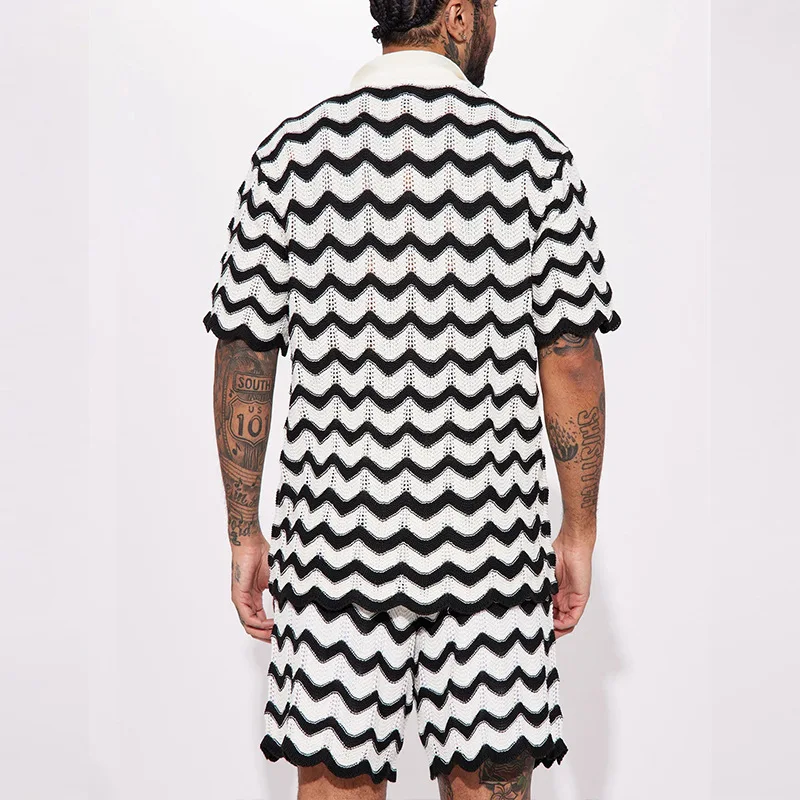 Slim Fitting Men's Sports and Leisure Set Shorts Short Sleeved Men's 2023 Summer New Woolen Shirt Men's Clothing Tracksuit