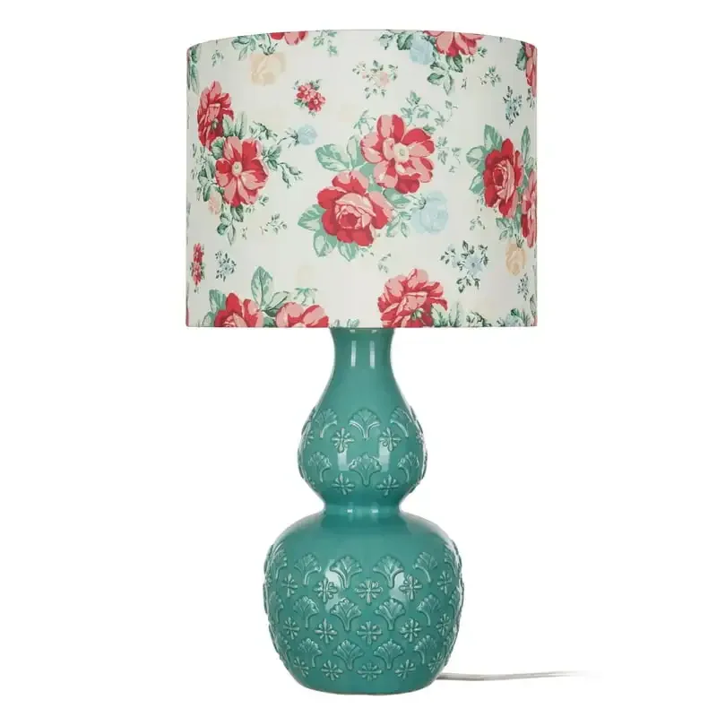 

Floral Table Lamp, Green Finish with LED Bulb Included Lampara led escritorio End table for bedroom Retro table lamp Ceiling lig