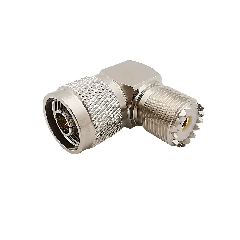 

1Pcs Right Angle N Male Plug to UHF SO239 SO-239 Female Jack L Shape 90 Degree RF Coaxial Adapter Connector Nickel Plated