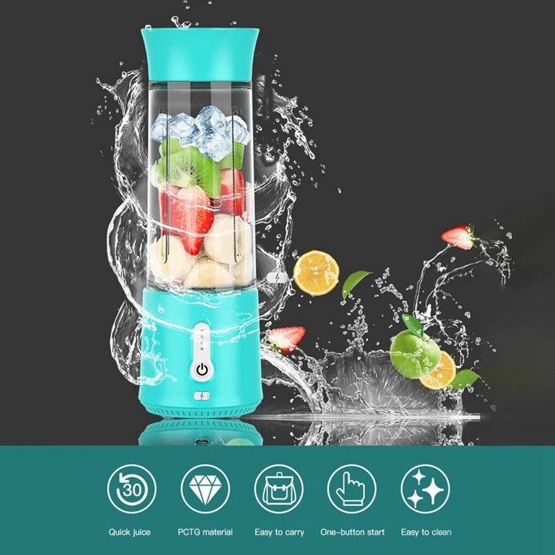 Portable Electric Blender Mini Handheld Fruit Mixer With 6 Blades Personal USB Rechargeable Juices Cup 500ML 3