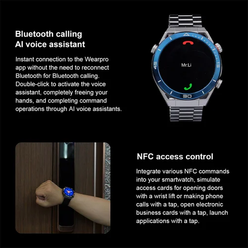 남성용 GPS 트랙 NFC 스마트 워치, 454*454 HD AMOLED 스크린, 나침반 심박수 BT 통화, IP68 방수 스마트워치, IOS용, 2024 신제품 6